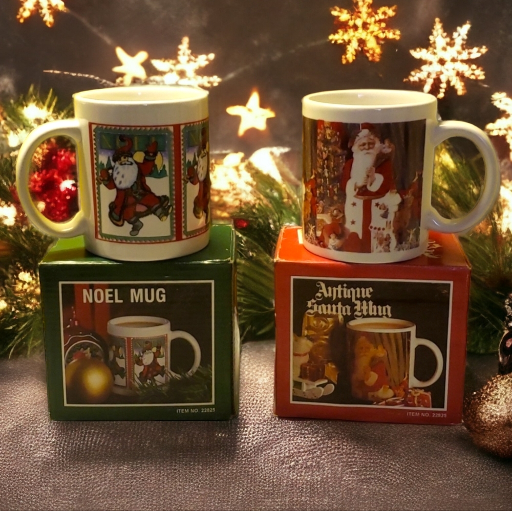 2 Vintage World Bazaars W/Boxes Santa 🎅 Cups/Mugs